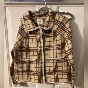 Max Studios girls 3 piece set Plaid Kids Jacket,Skirt & Brown Sweater size 5/6